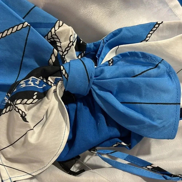 J. Crew Tie Front Cotton Poplin Midi Ratti Regatta Print Dress size 0 - Picture 12 of 13